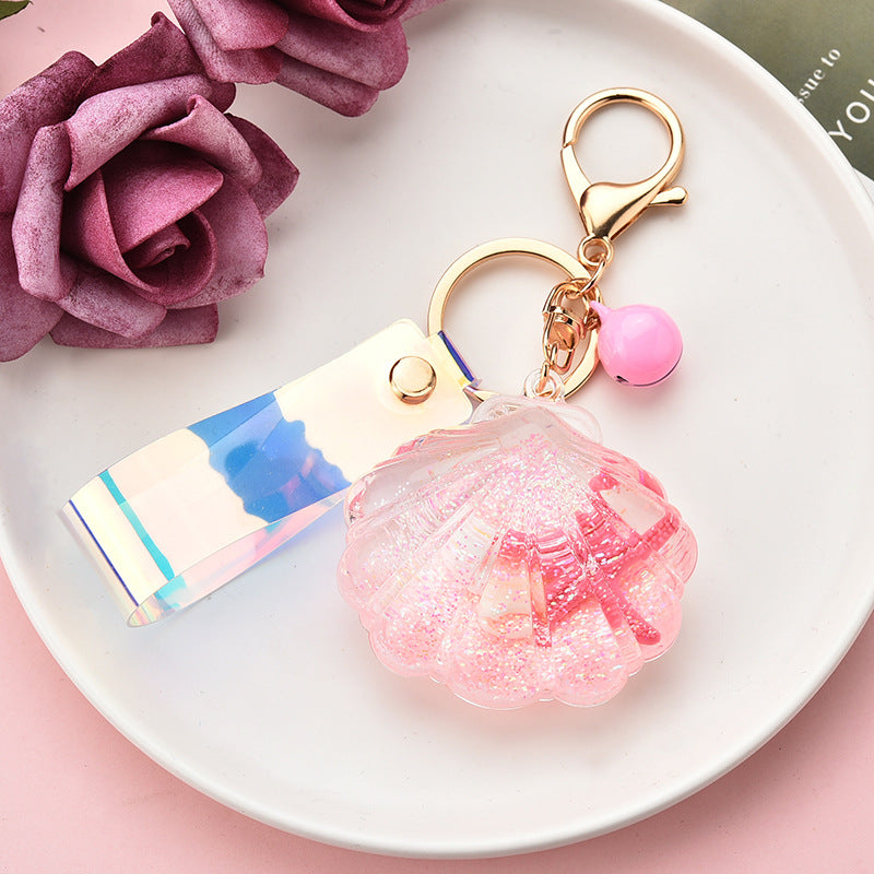 Wholesale Quicksand Glitter Acrylic Starfish Shell Keychain